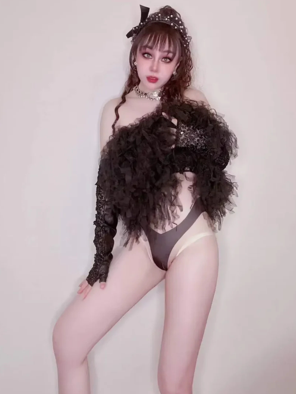 Black Shaggy Drag Queen Dance Costume