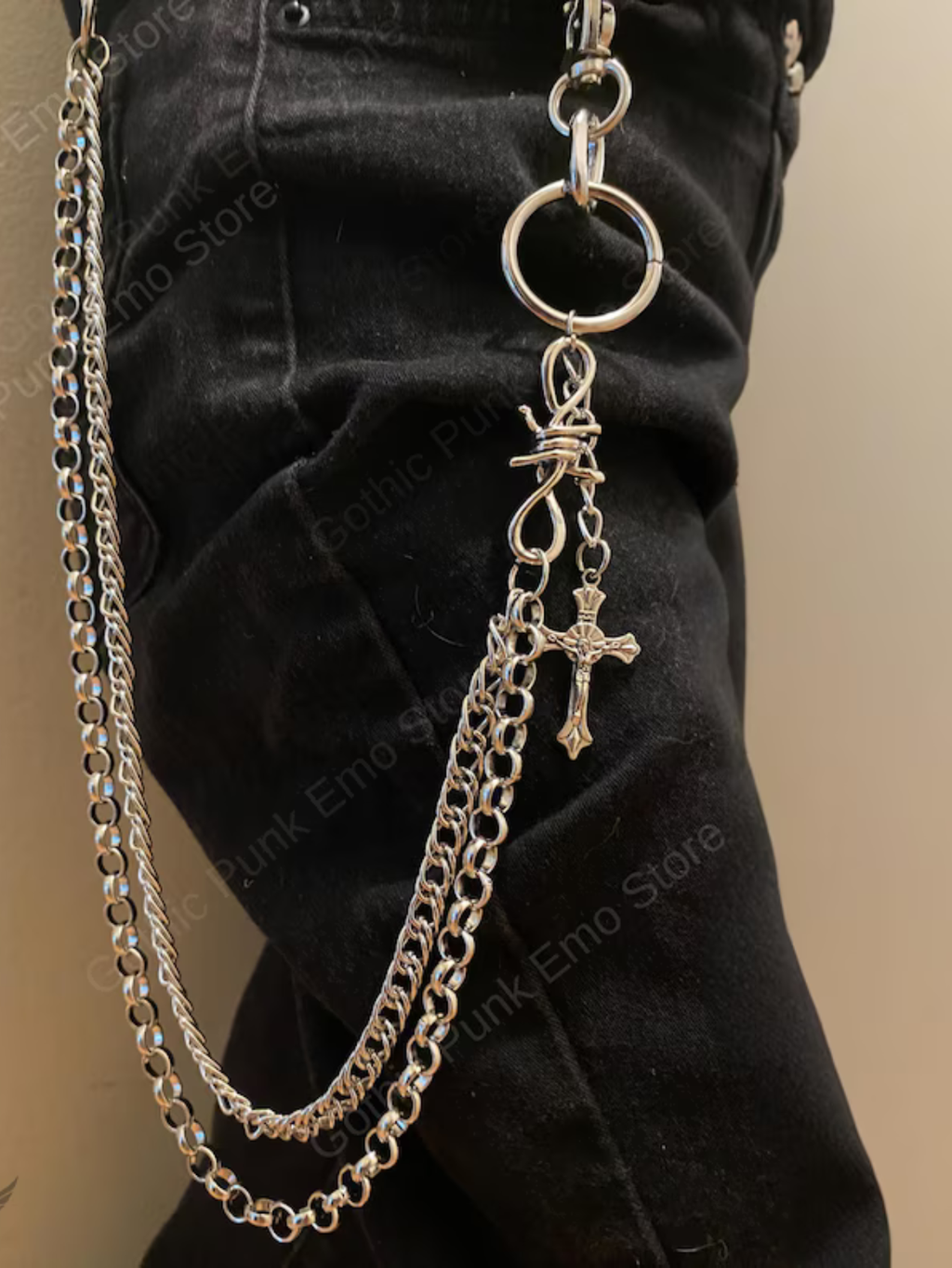 Cross Barbed Wire Pants Chain