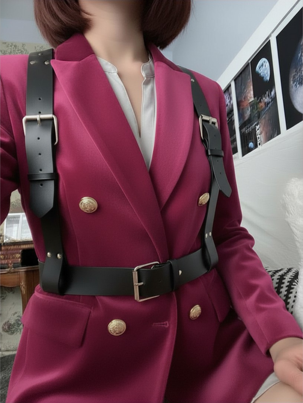 Plus Size Leather Suspenders
