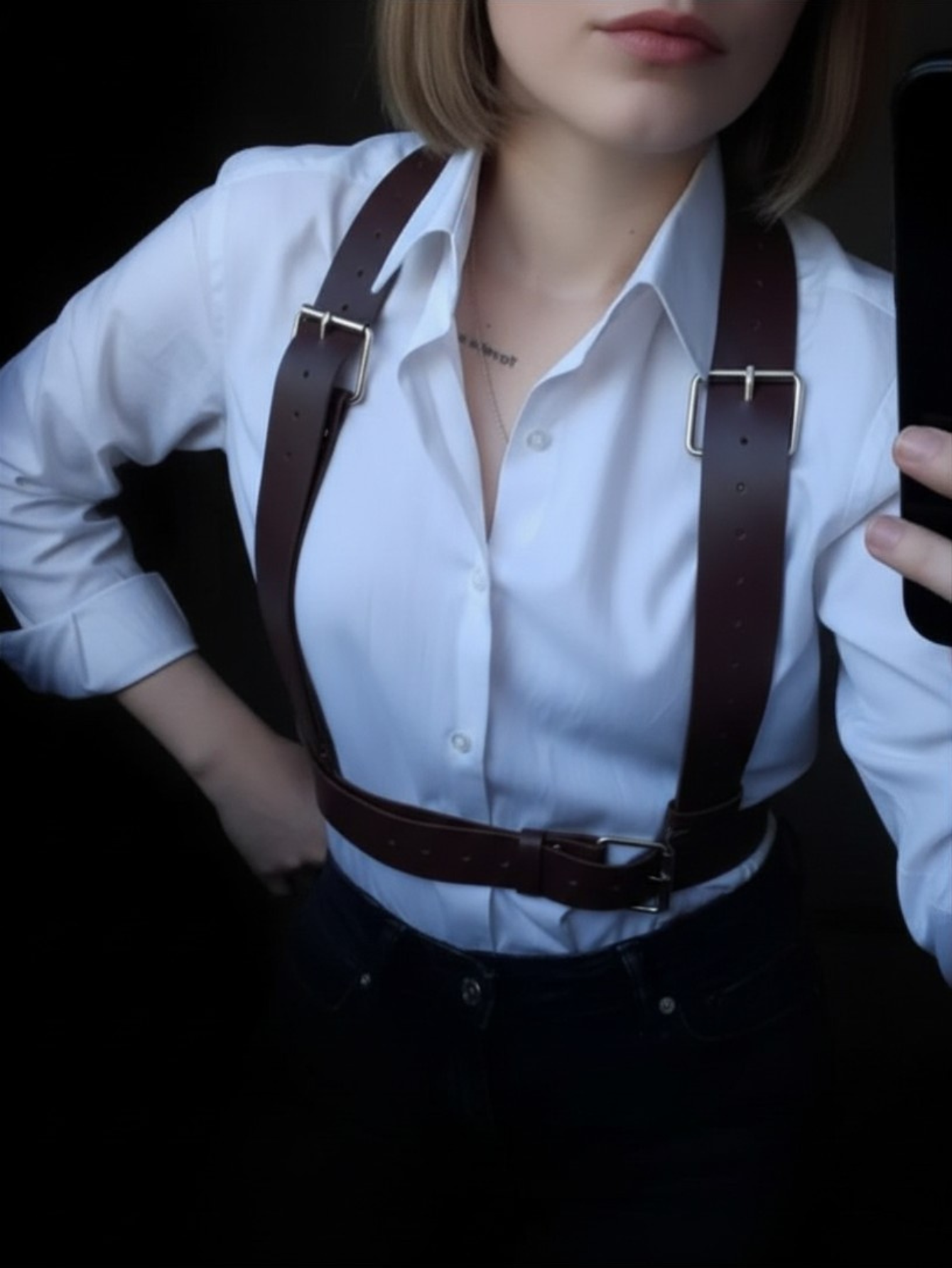 Vegan Leather Suspenders