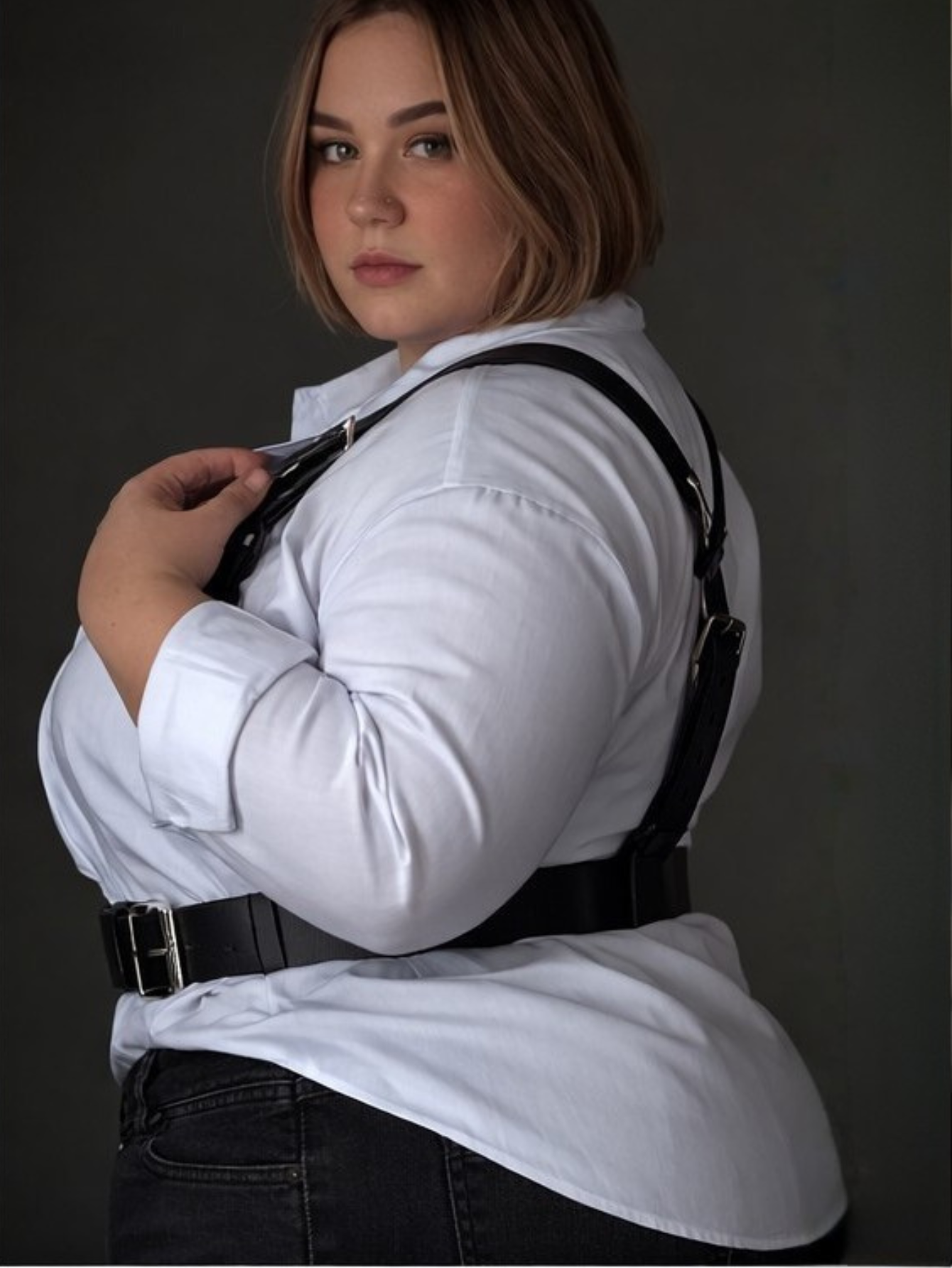 Plus Size Leather Suspenders