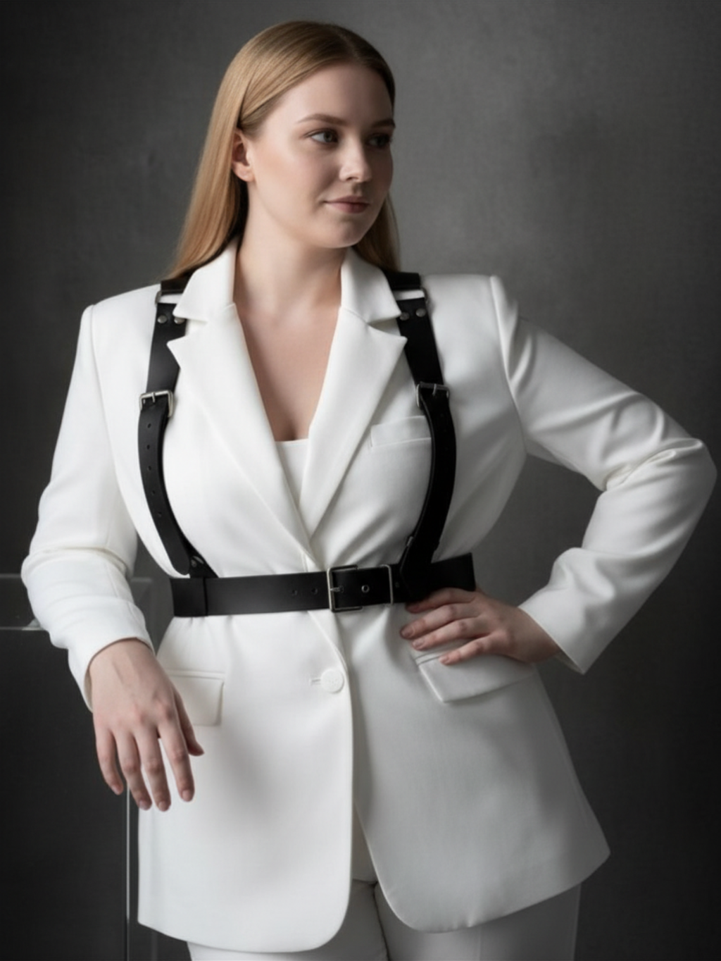 Plus Size Leather Suspenders