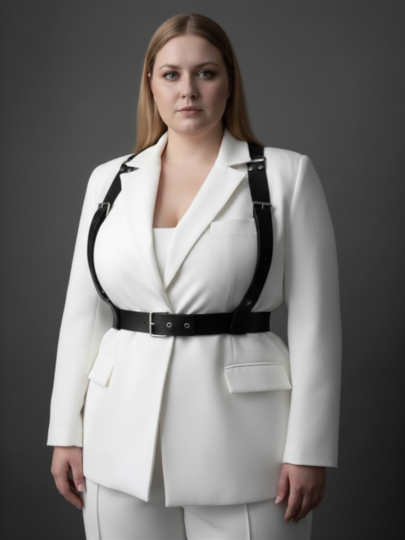 Plus Size Leather Suspenders