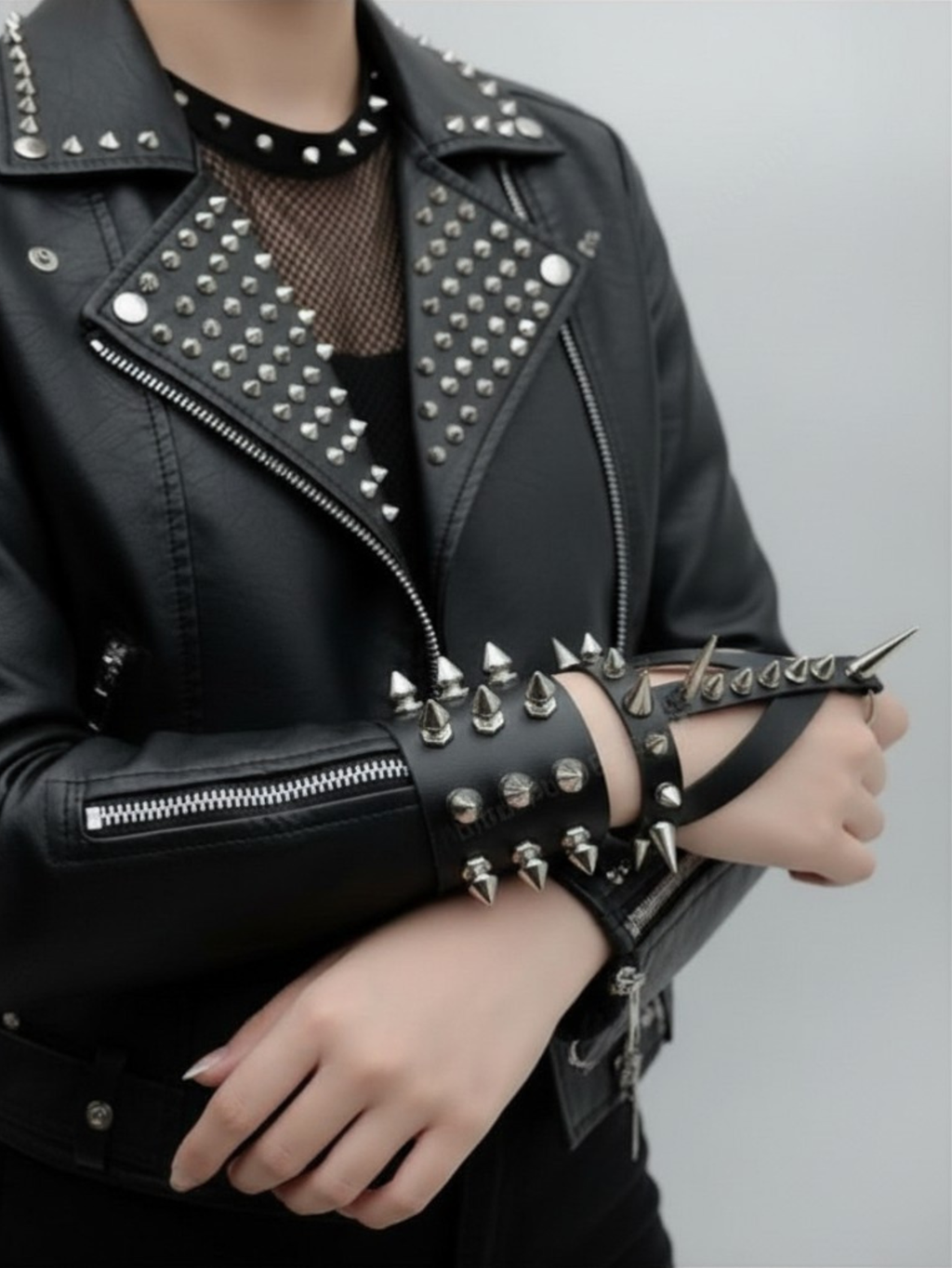 Gauntlet Punk Rock Spiked Bracelet Set