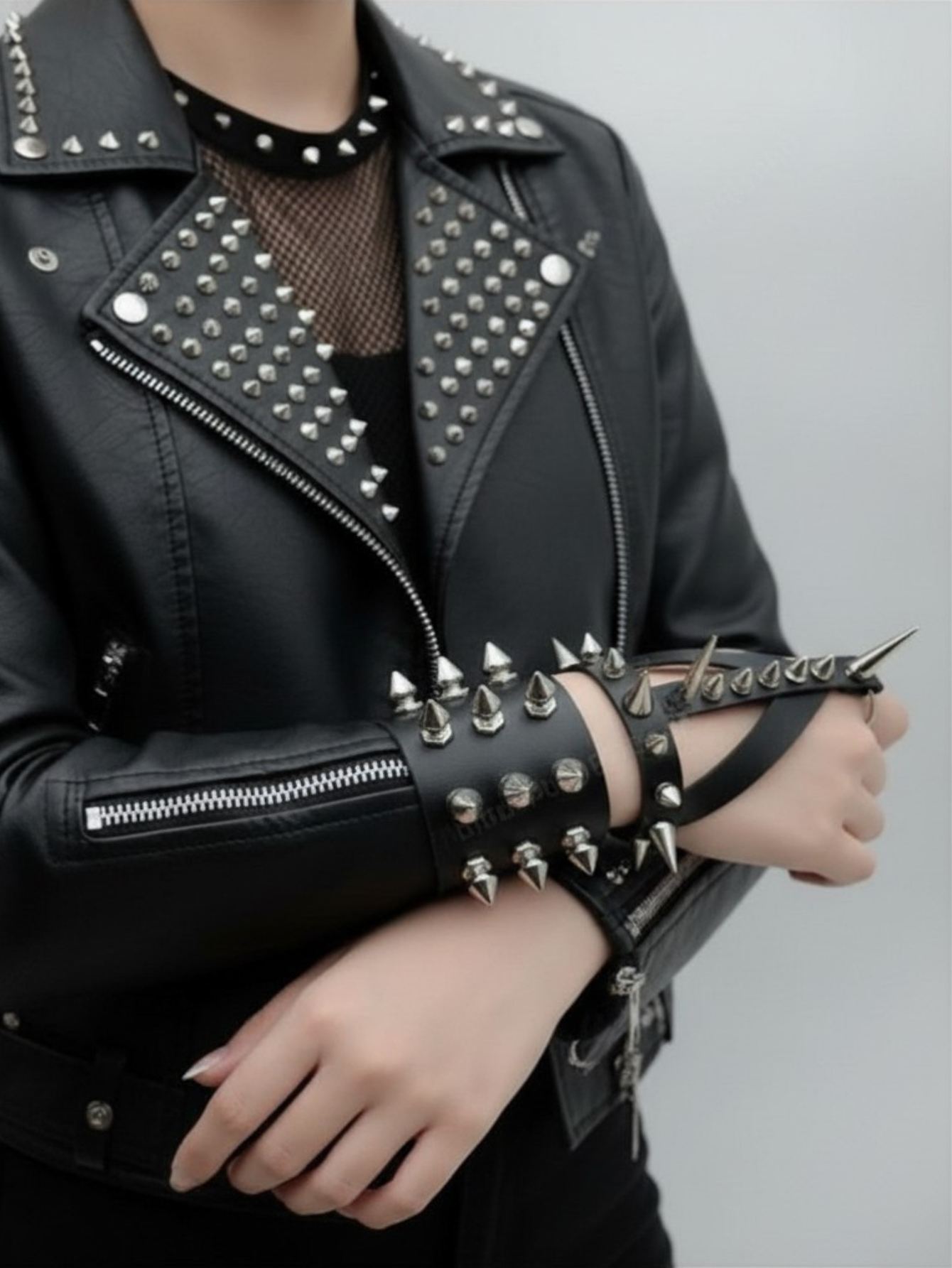 Gauntlet Punk Rock Spiked Bracelet Set