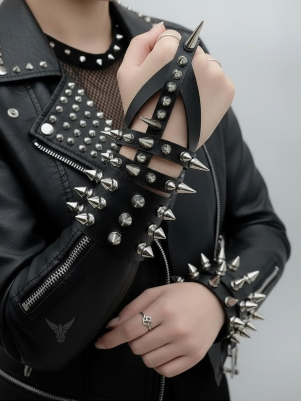 Gauntlet Punk Rock Spiked Bracelet Set