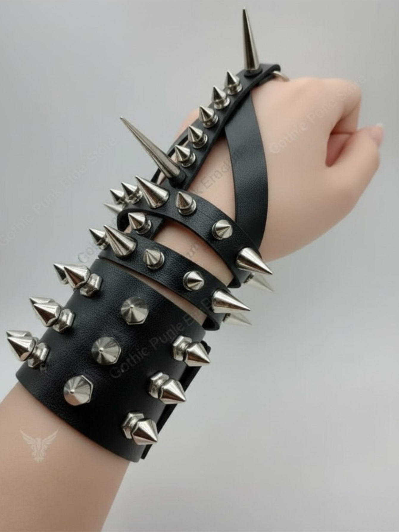 Gauntlet Punk Rock Spiked Bracelet Set