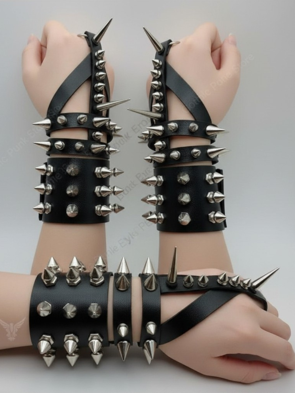 Gauntlet Punk Rock Spiked Bracelet Set