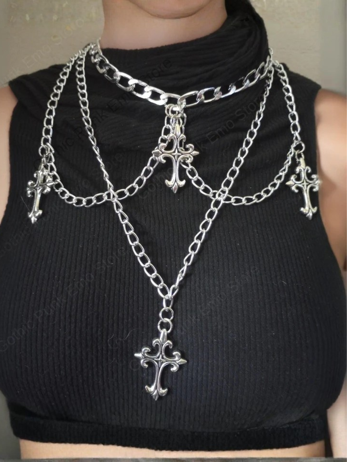 Layered Emo Punk Chain Necklace