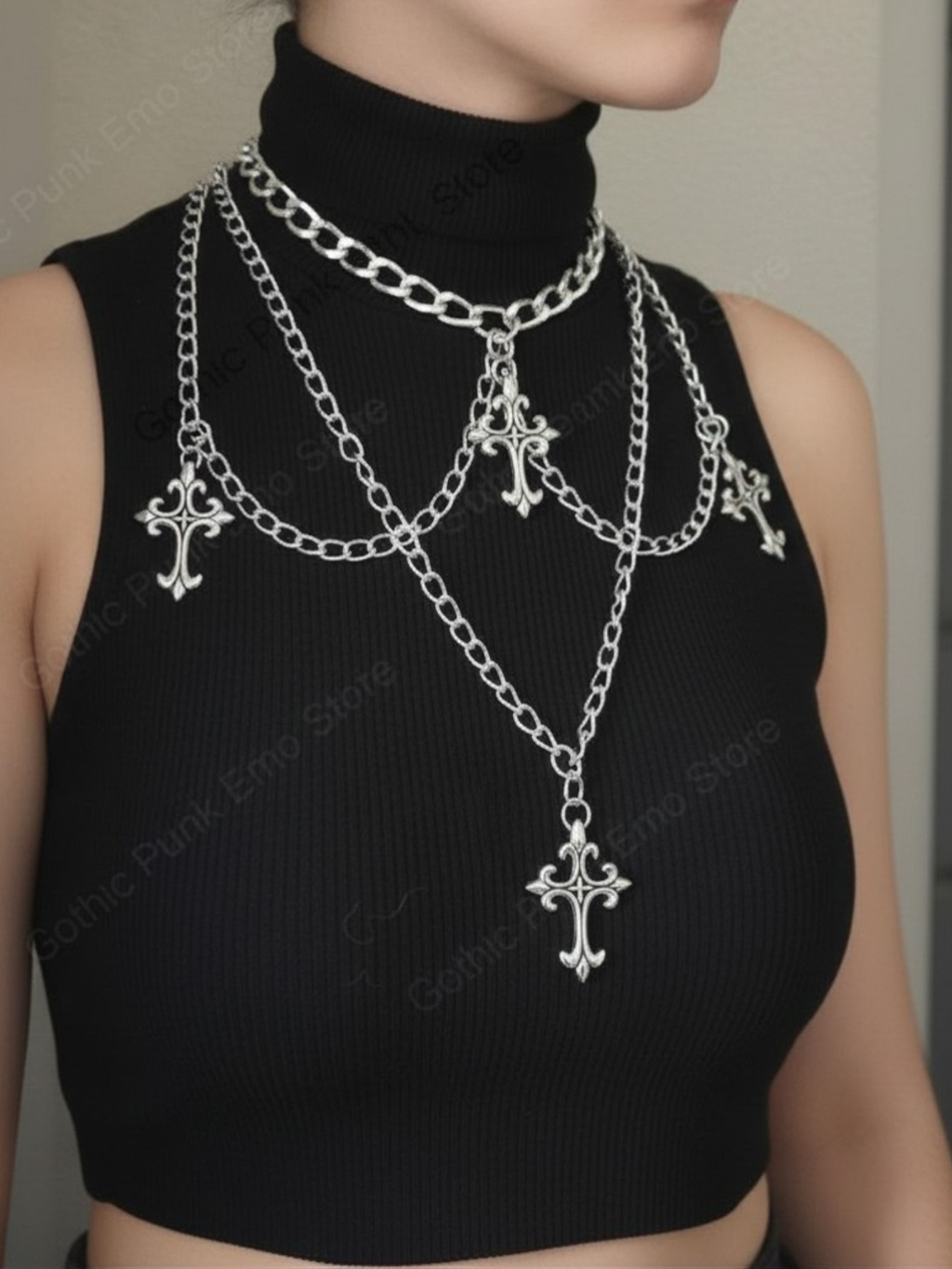 Layered Emo Punk Chain Necklace