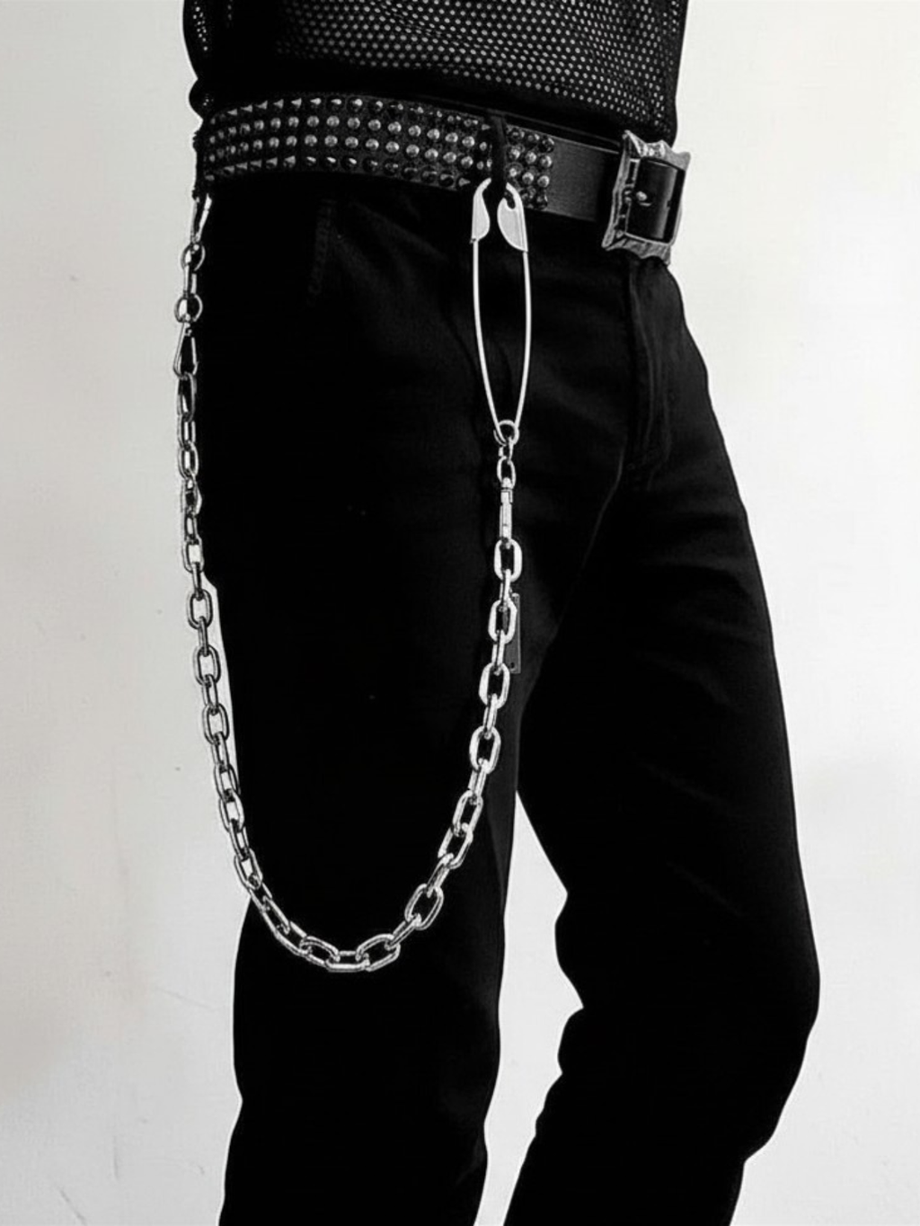 Punk Safety Pin Pants Chain