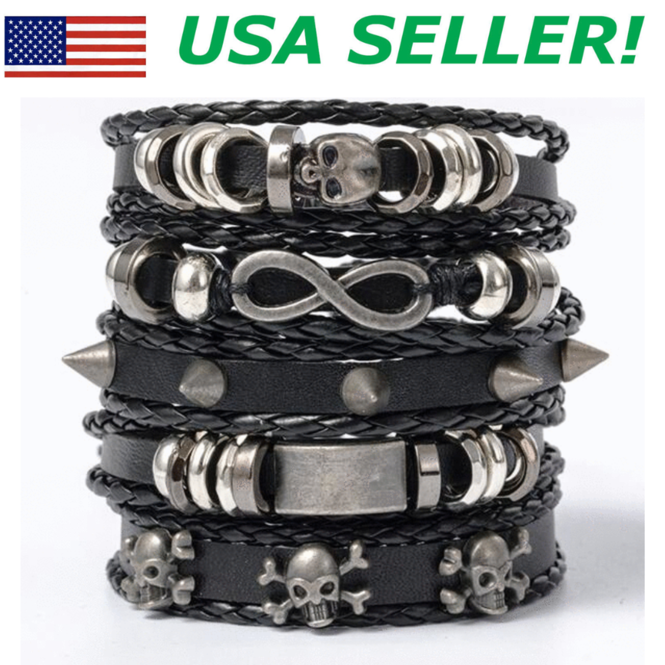 Spiked Punk Bracelet Set