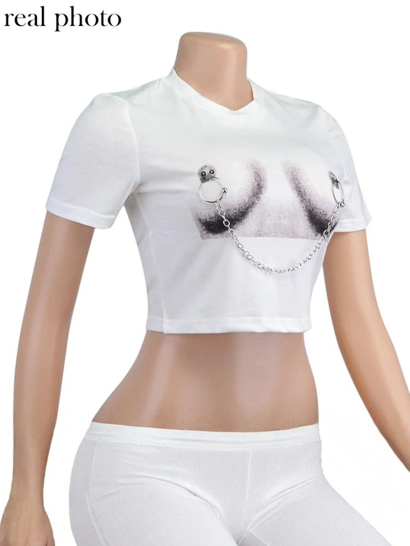 Pierced Chain Cropped Tee