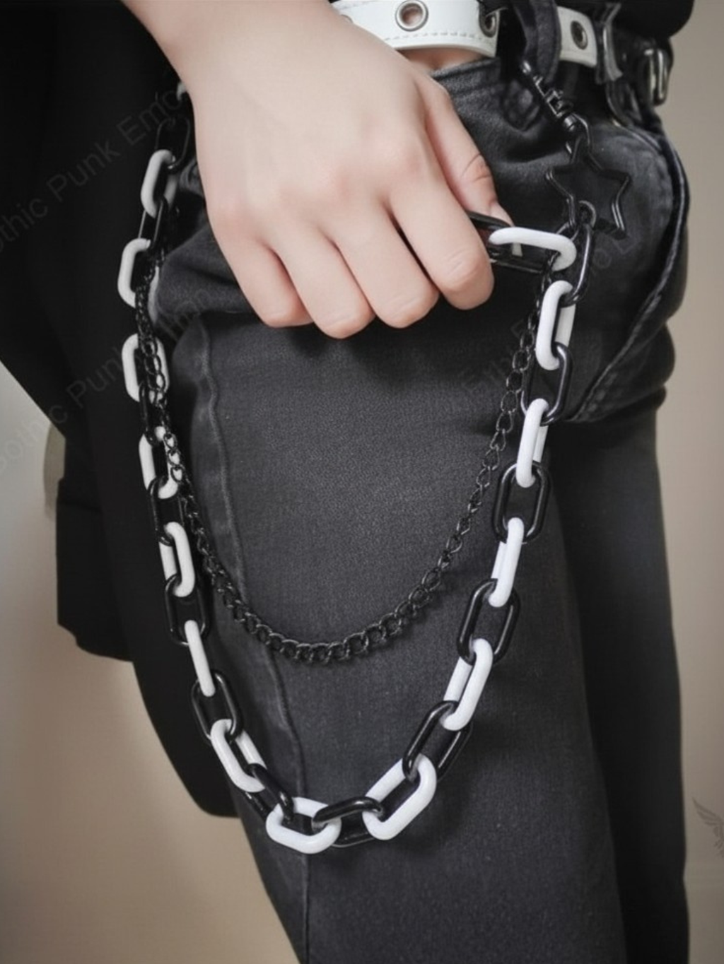 Black White Star Pants Chain