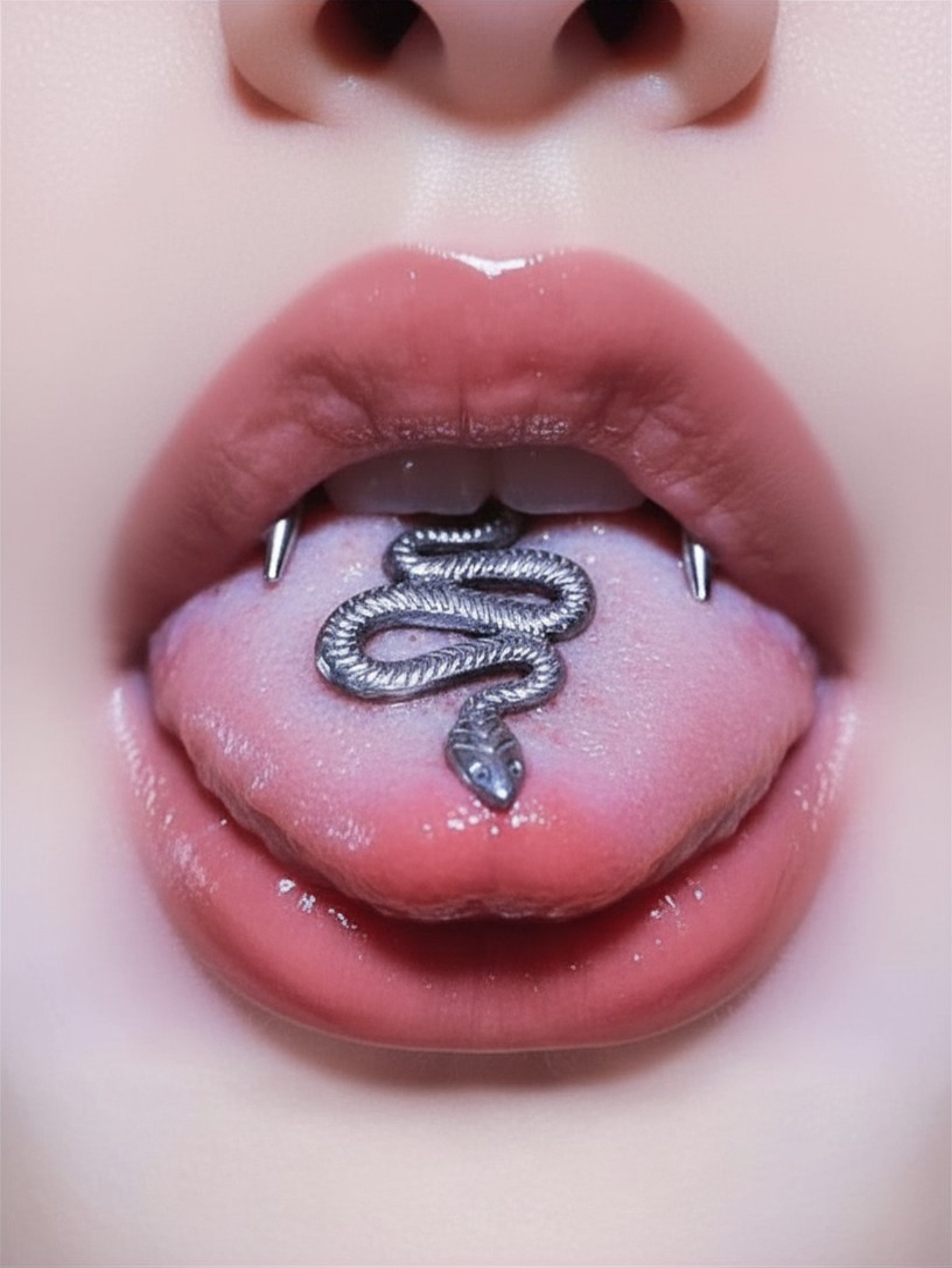 Snake Tongue Ring Stainless Steel