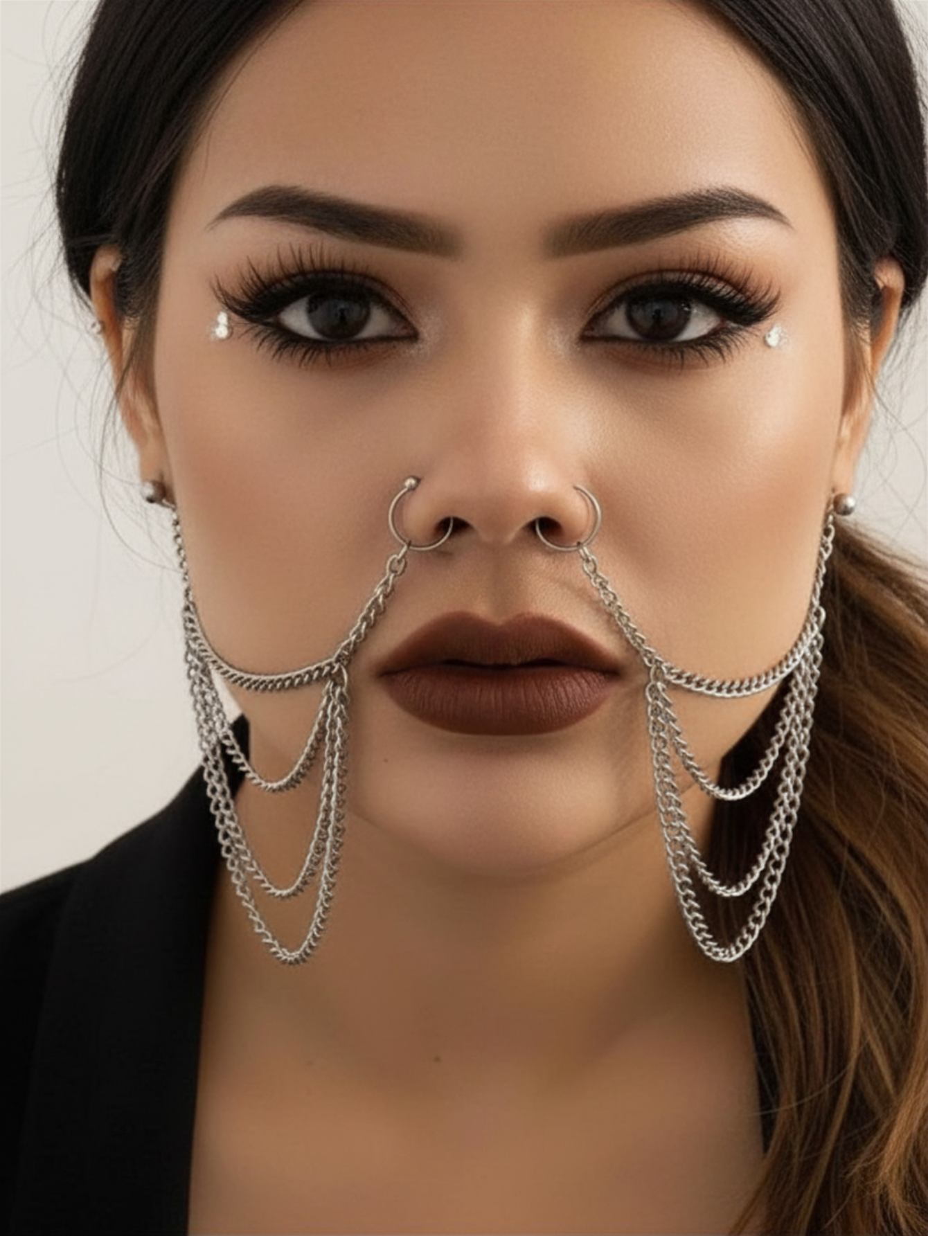 Lip Nose To Ear Chain Anime Cosplay Jewelry