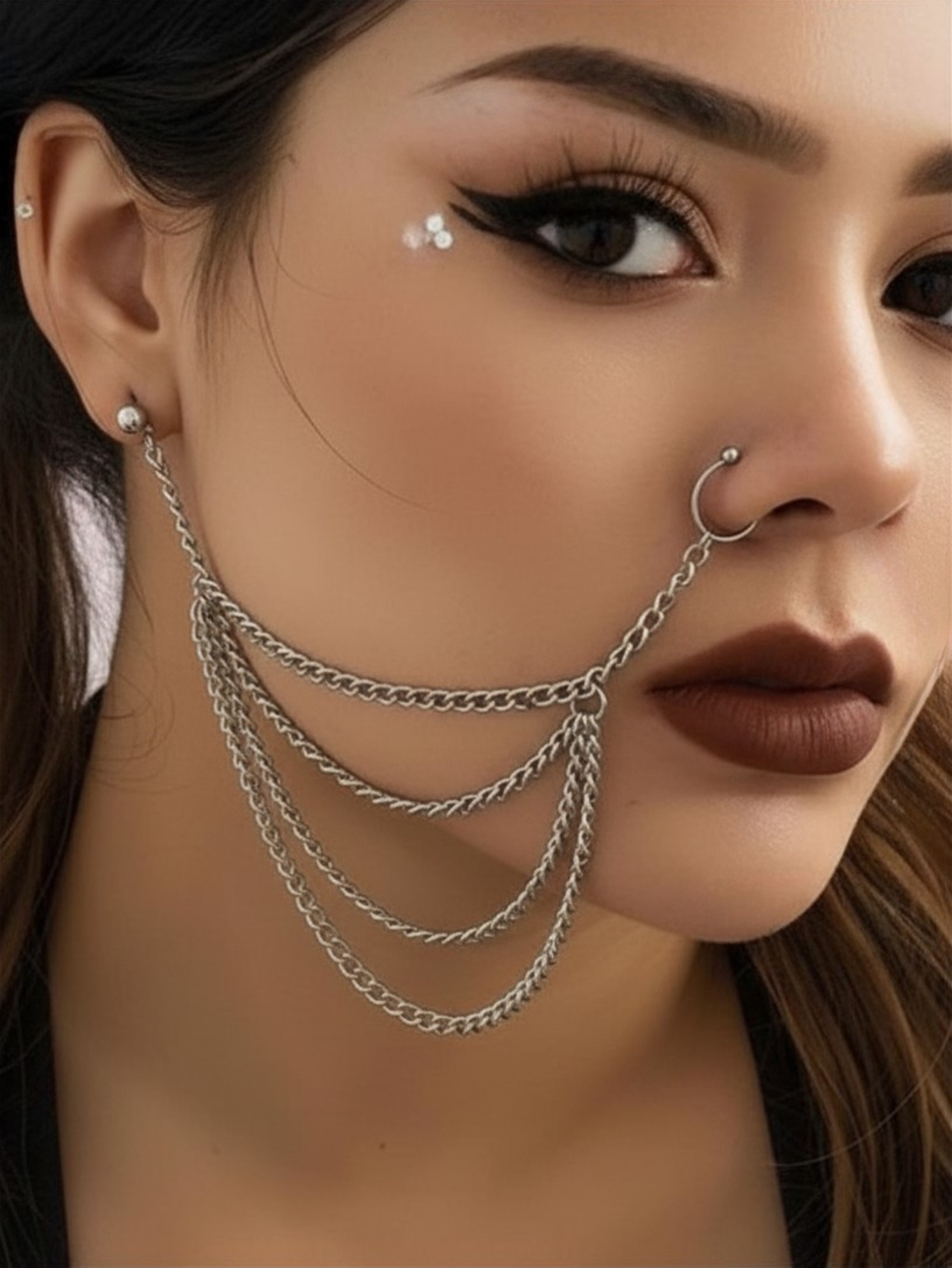 Lip Nose To Ear Chain Anime Cosplay Jewelry