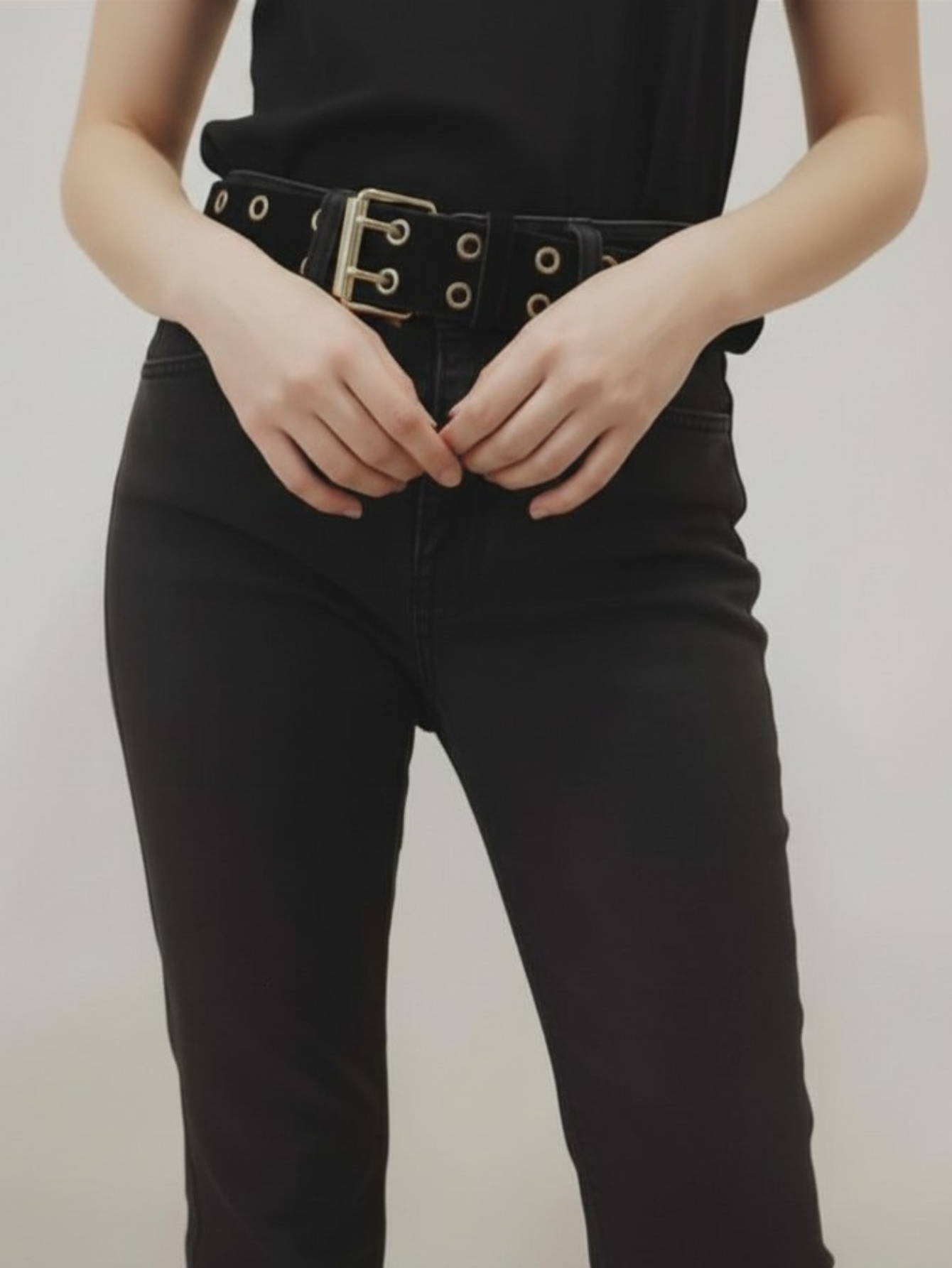 Gold & Black Grommet Belt