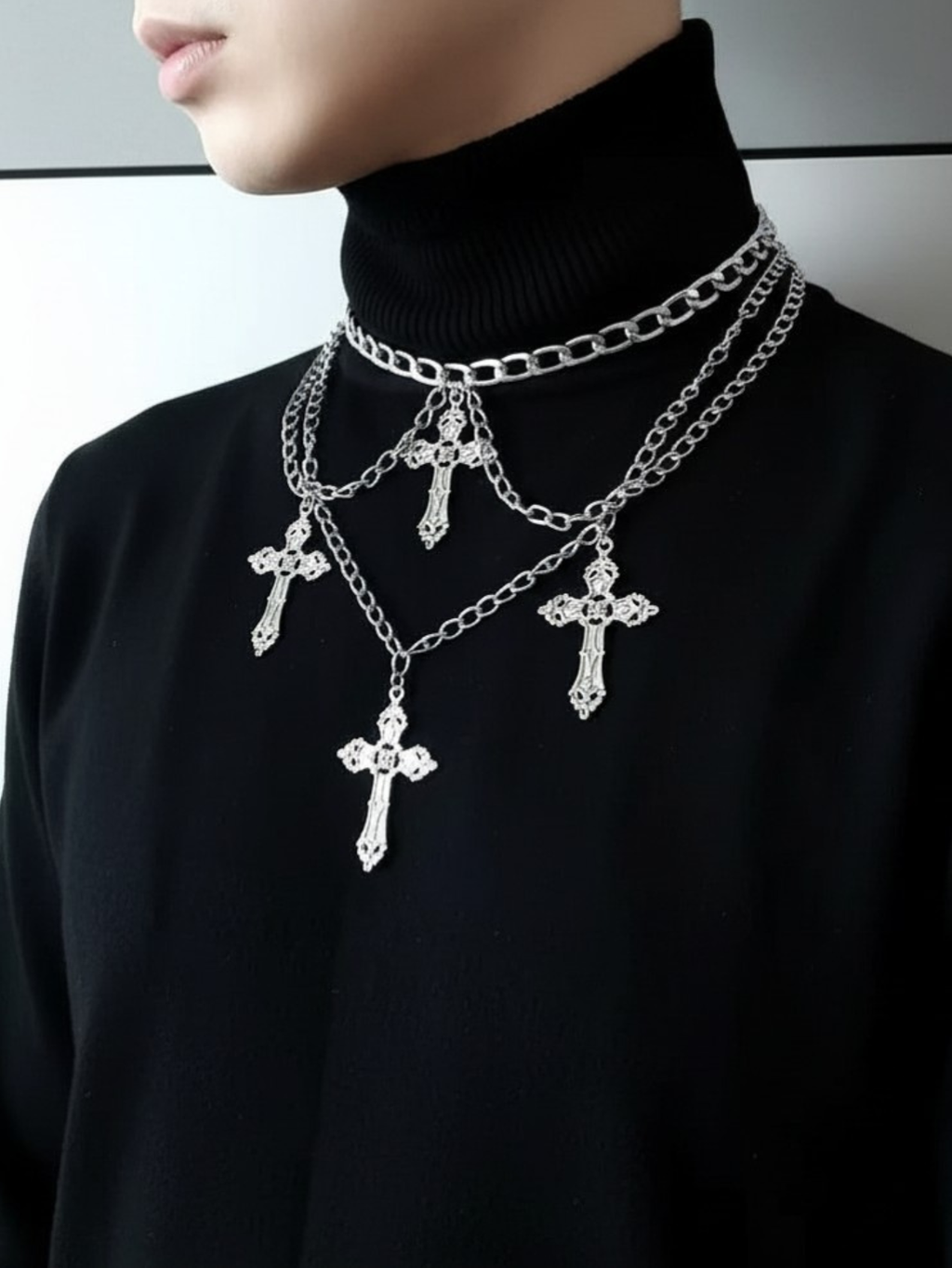 Layered Emo Punk Chain Necklace