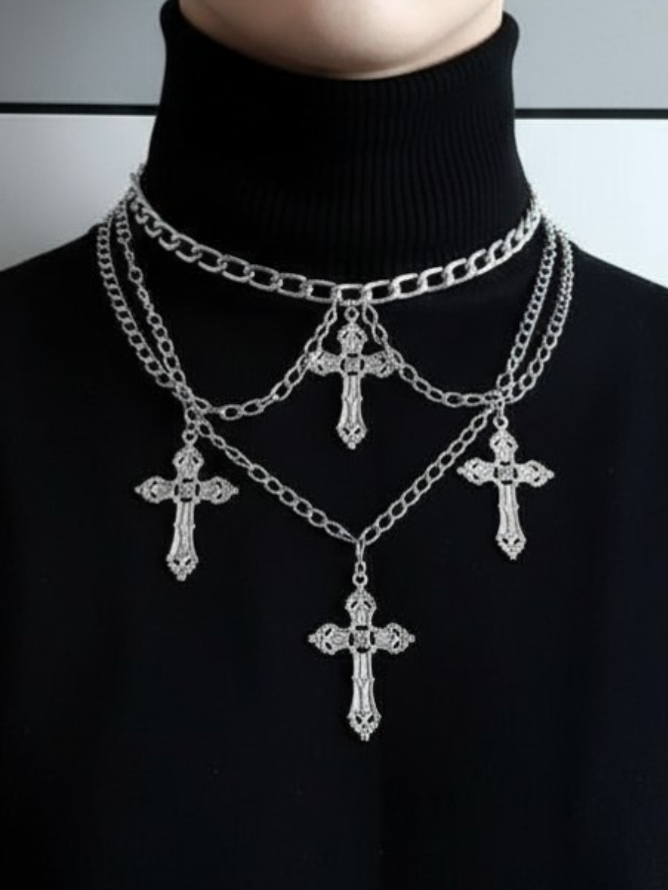 Layered Emo Punk Chain Necklace