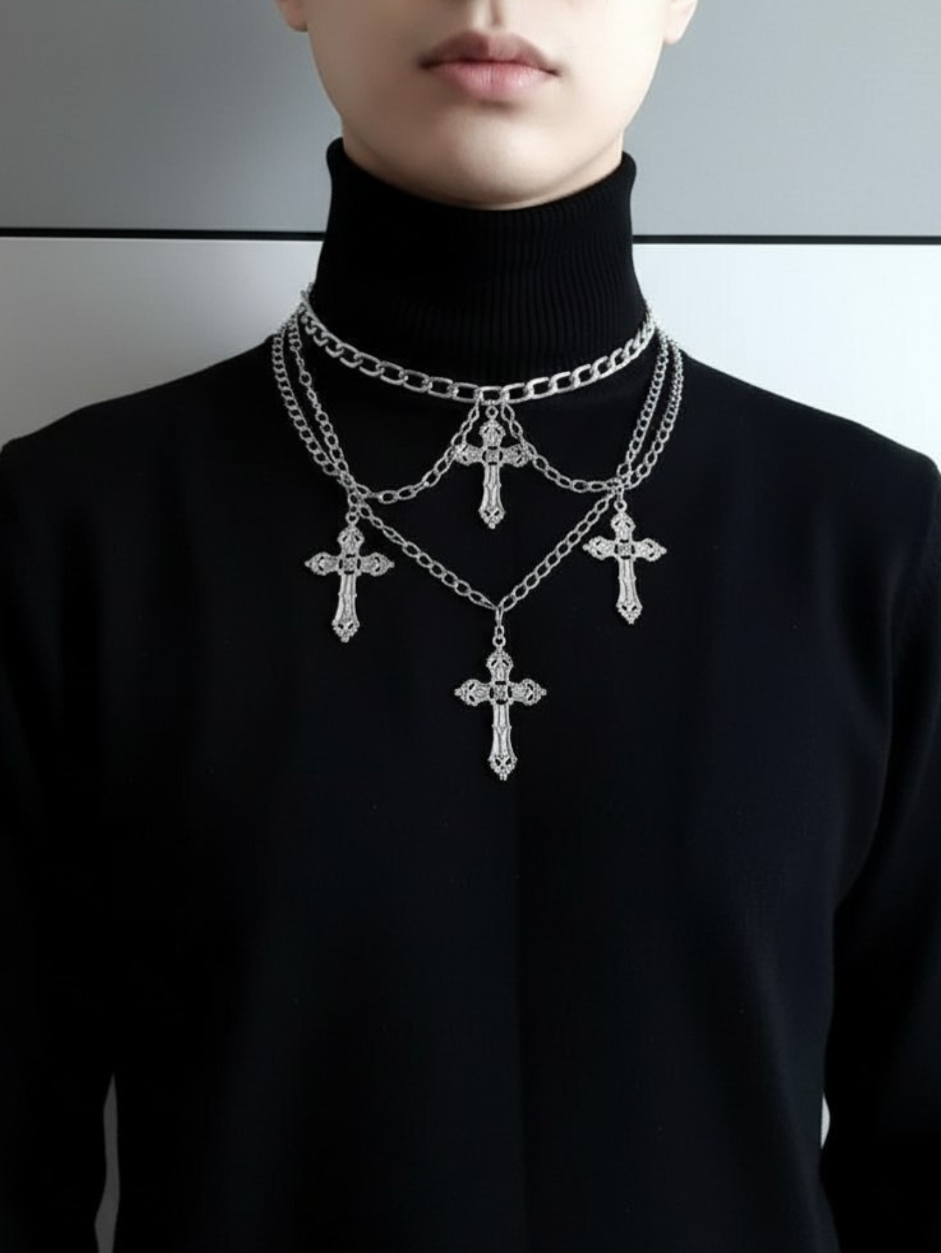 Layered Emo Punk Chain Necklace