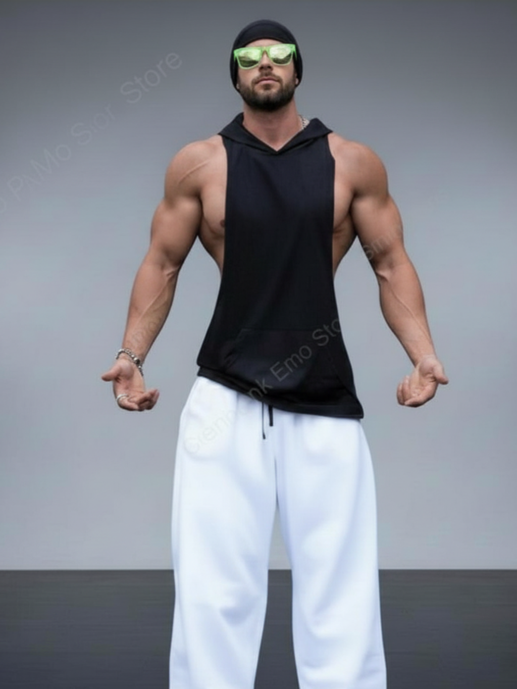 Black Sleeveless Hoodie