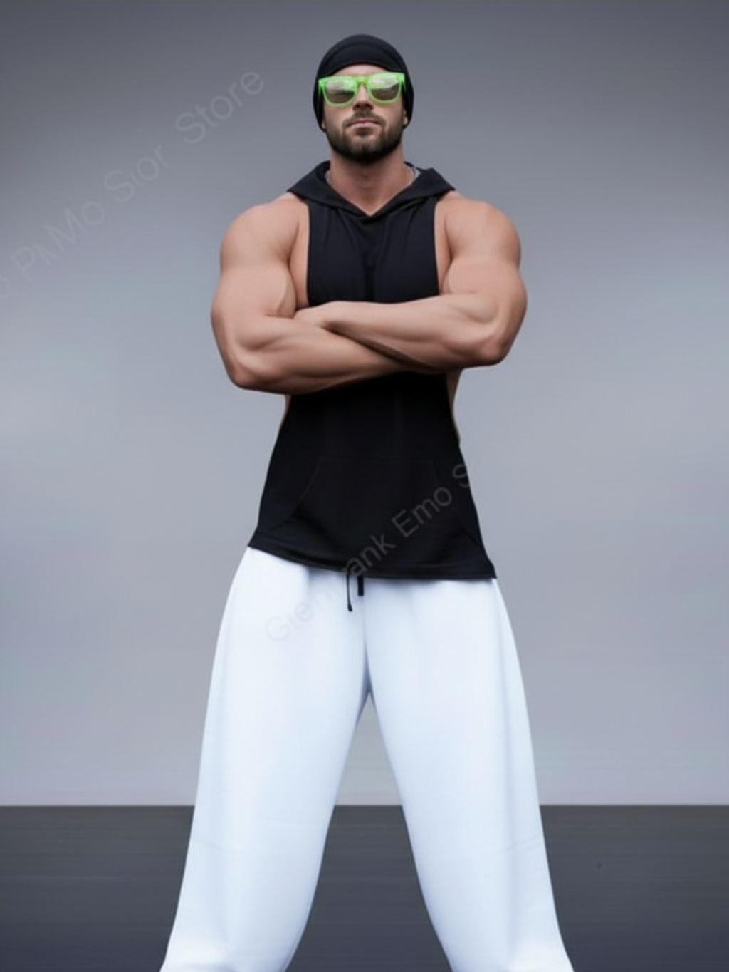 Black Sleeveless Hoodie