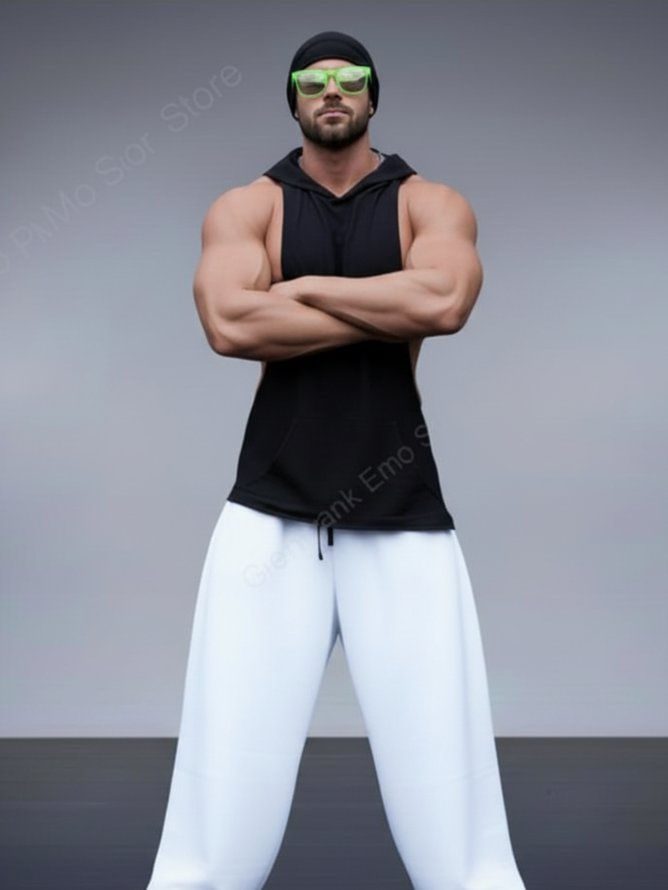 Black Sleeveless Hoodie