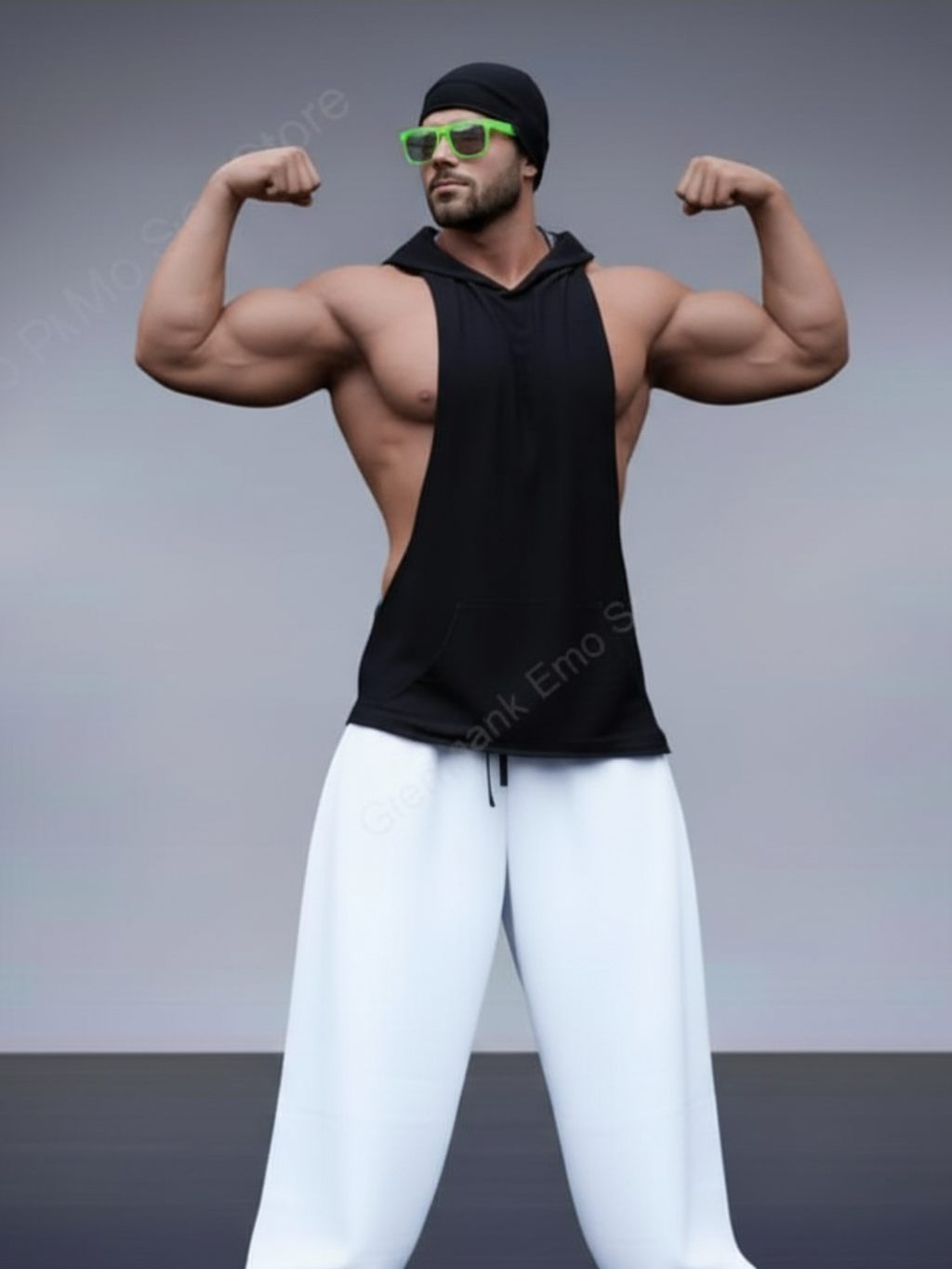 Black Sleeveless Hoodie