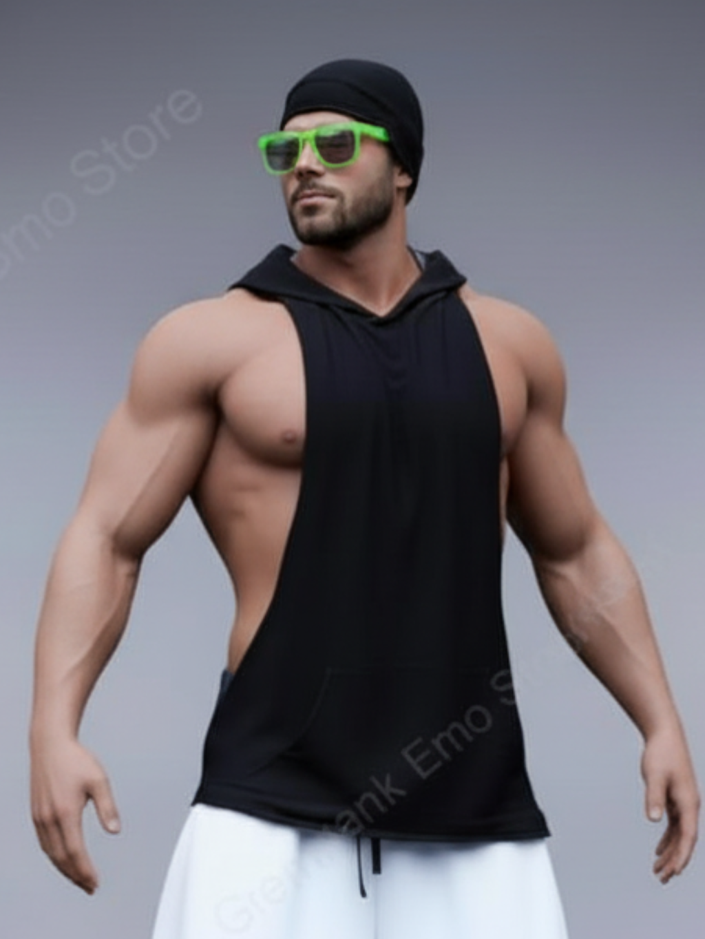 Black Sleeveless Hoodie
