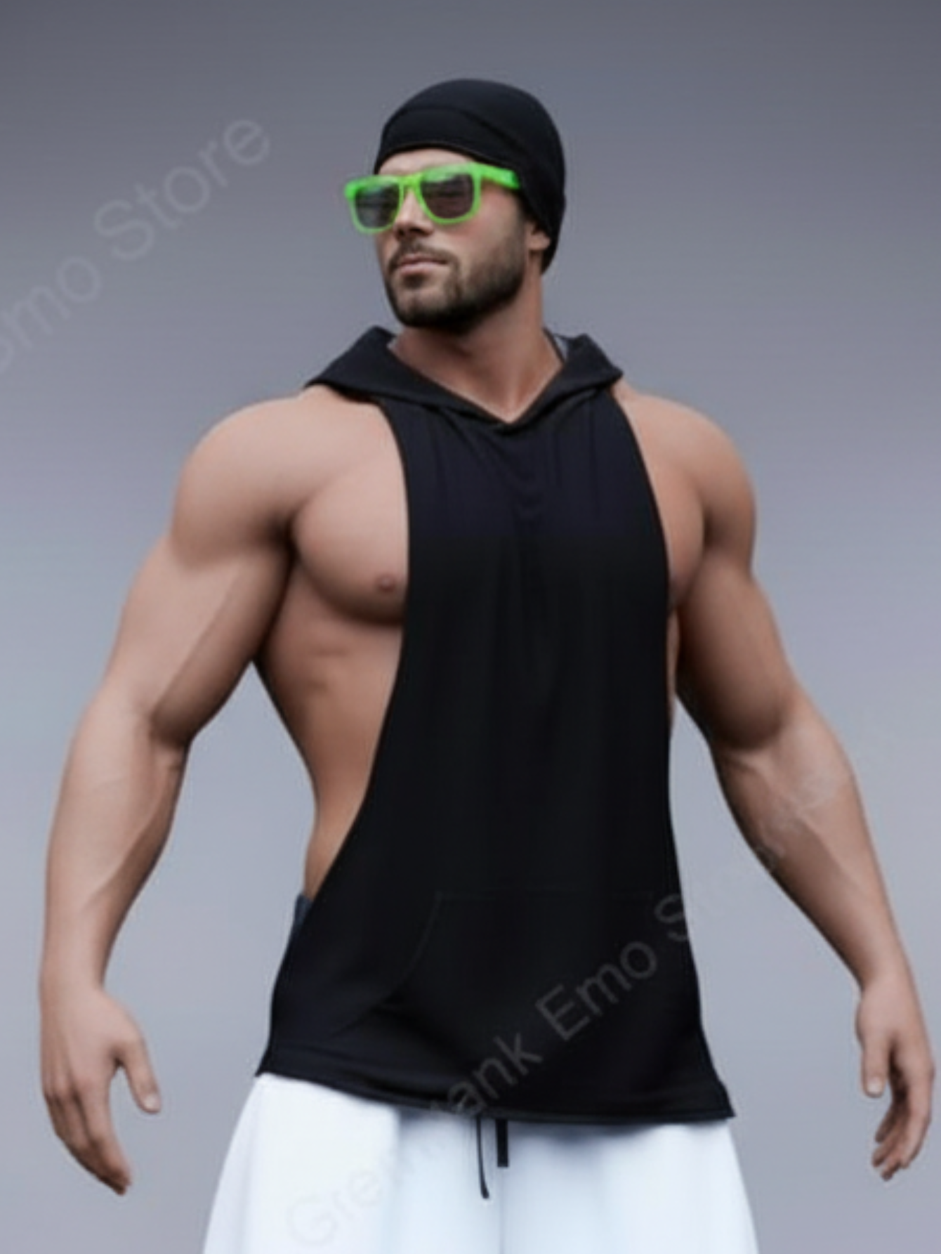 Black Sleeveless Hoodie