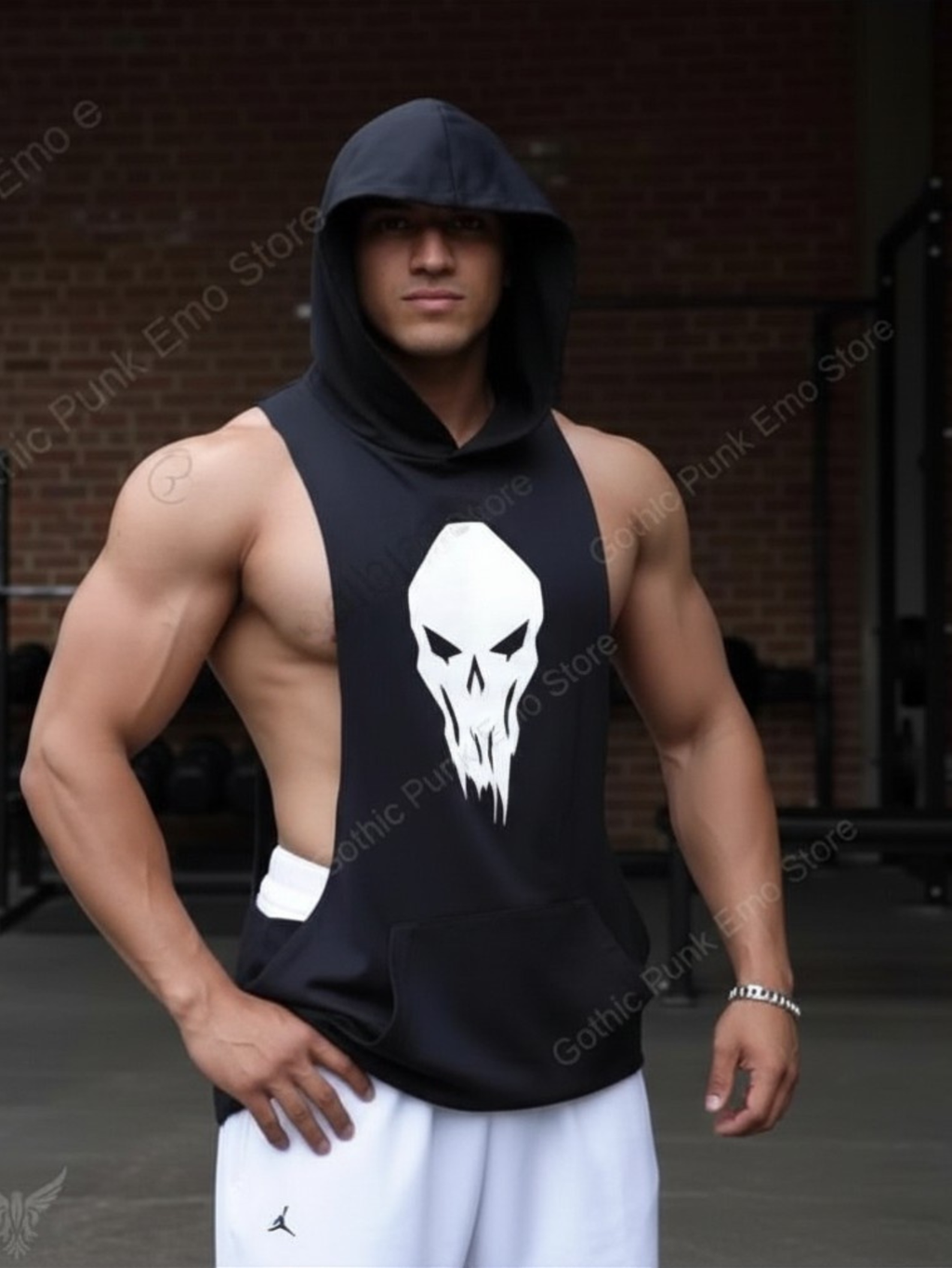 Skull Sleeveless Hoodie