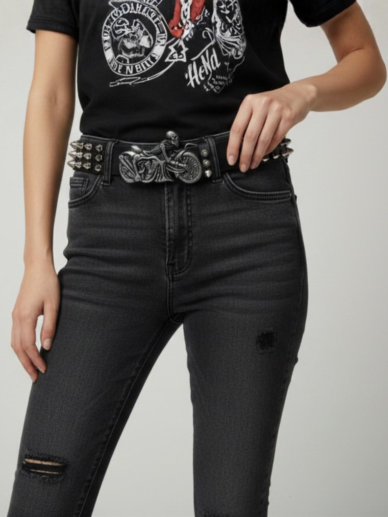 Skeleton Rider Spiked Belt