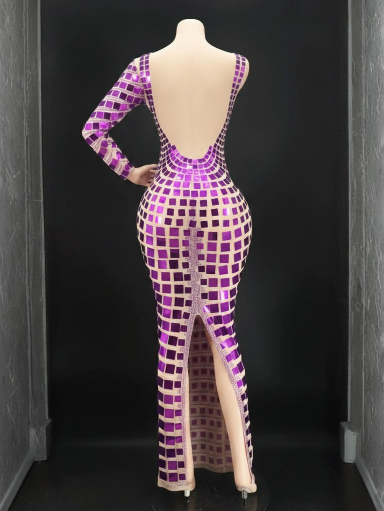 Purple Drag Mirror Glam Dress