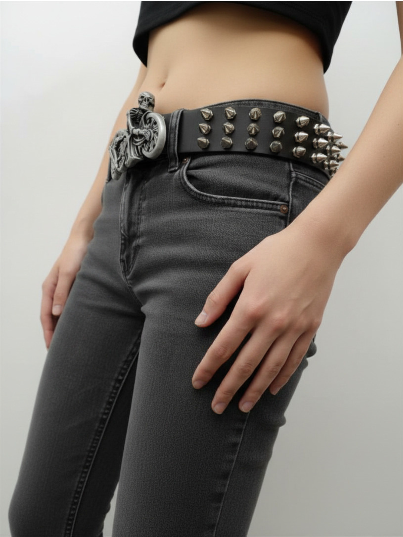 Skeleton Rider Spiked Belt