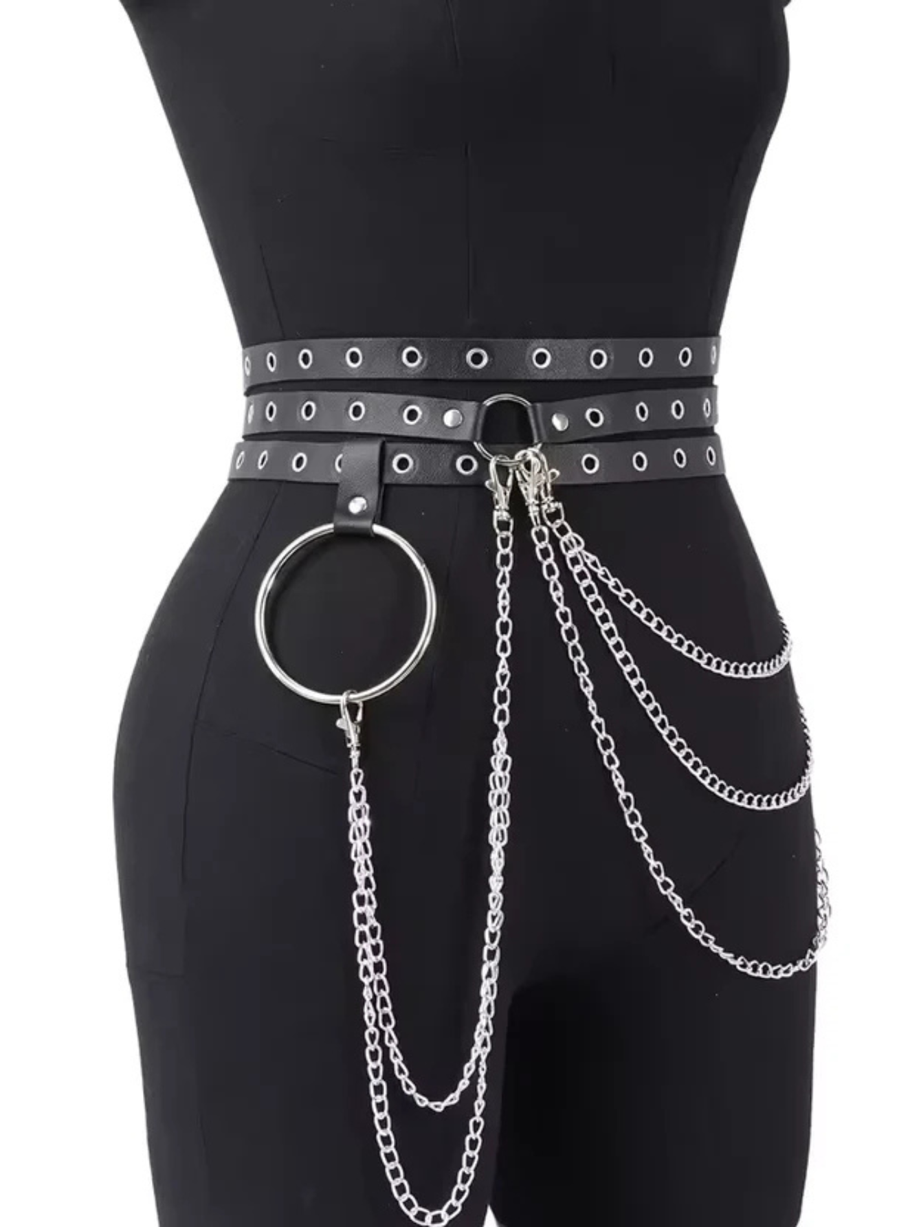 Black O-Ring Chain Belt