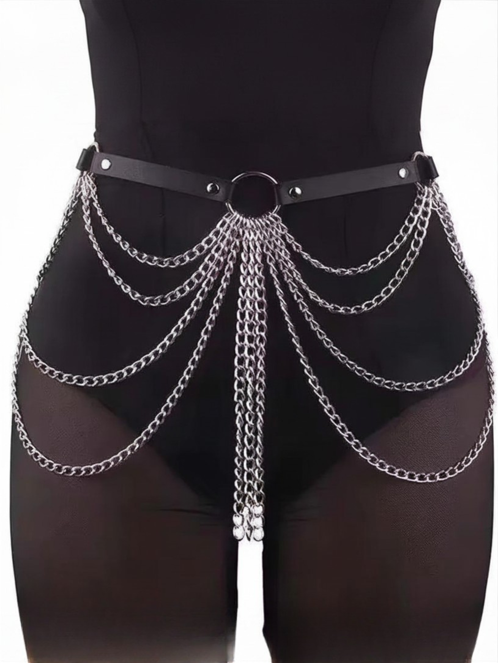 Black O-Ring Chain Belt