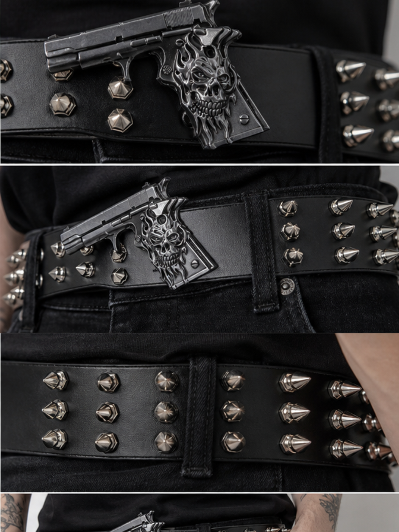 Gun Bullet Tree Spiked Belt