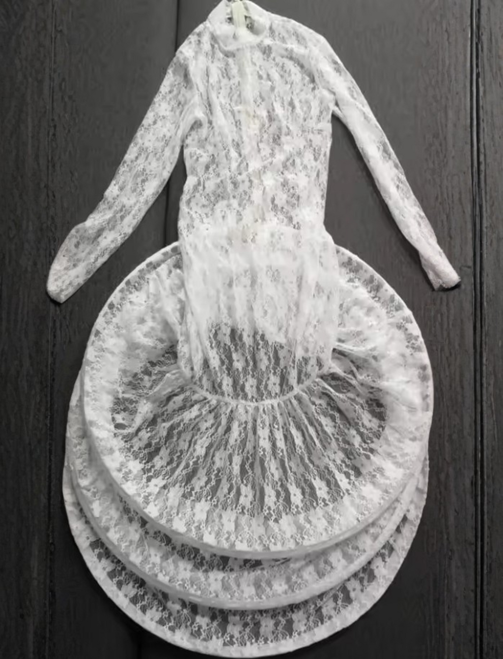 White Lace fringe Mask Dress
