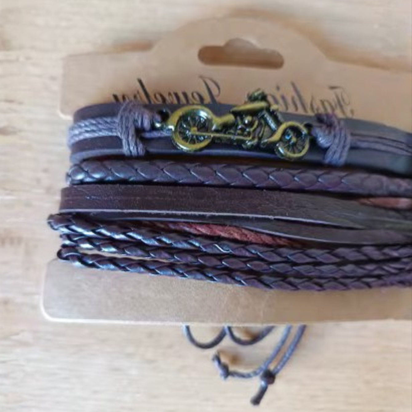 Motorcycle Faux Leather Bracelet Set
