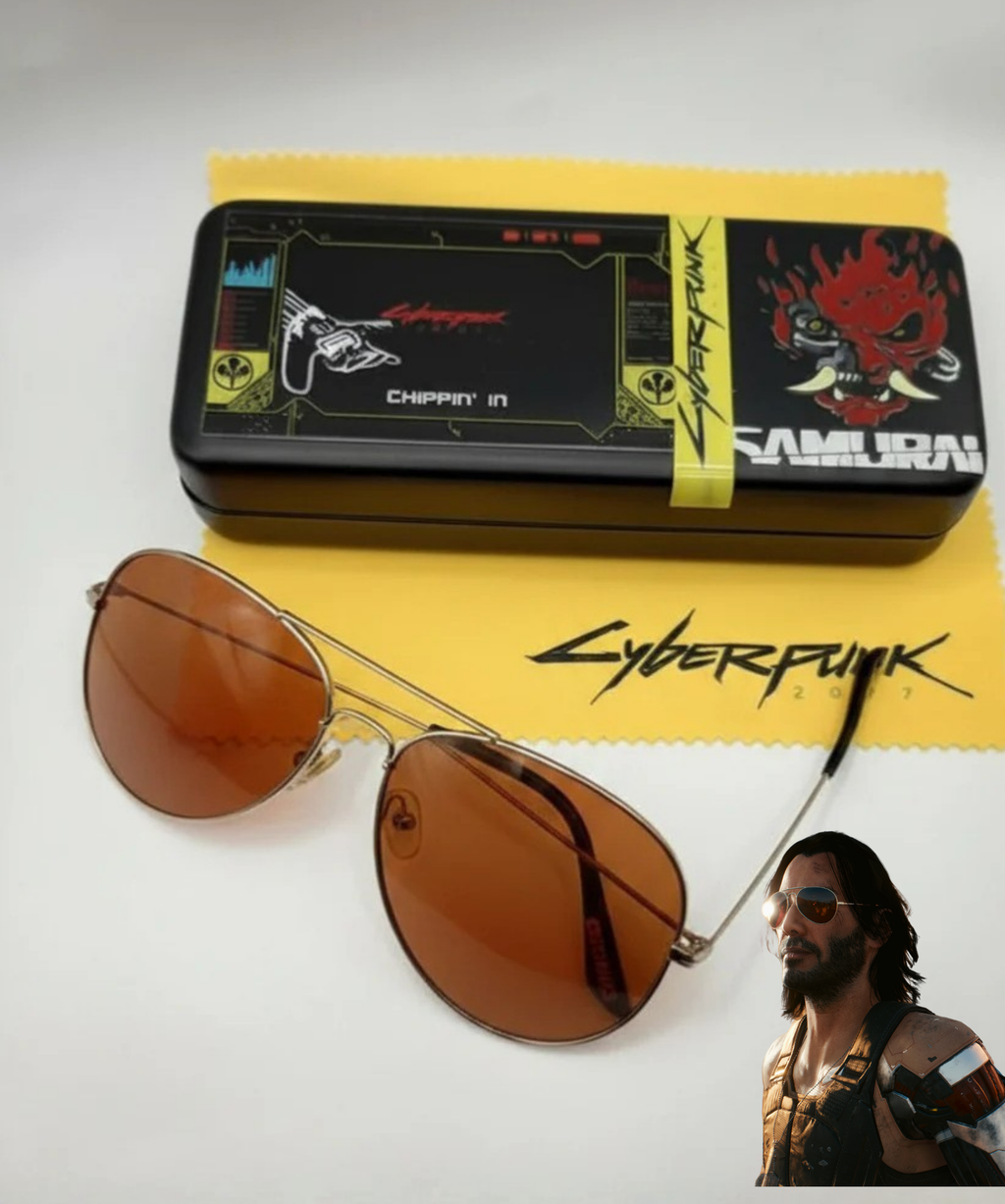 Johnny Silverhand Sunglasses with Case: Cyberpunk 2077
