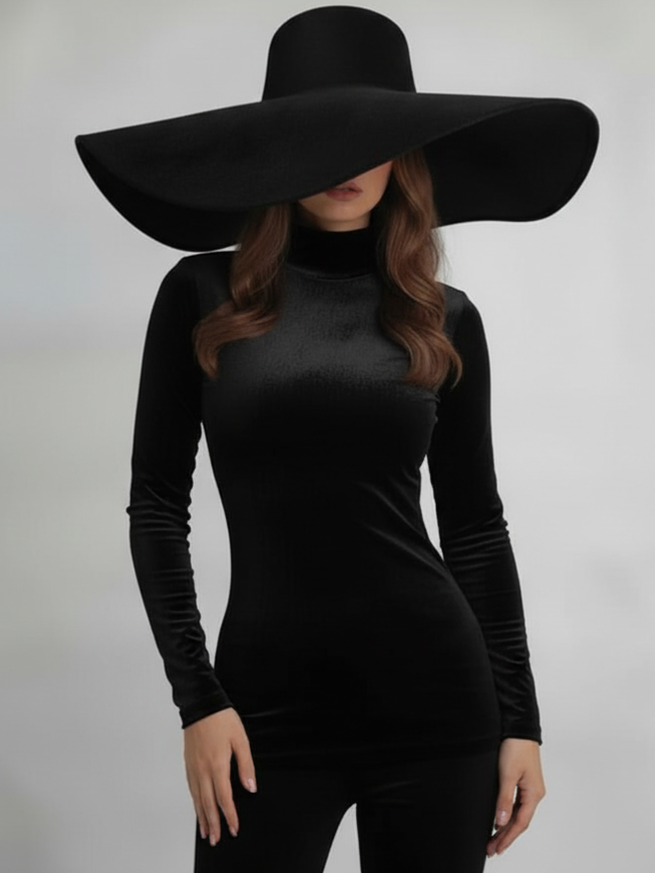 Large Brim Black Hat