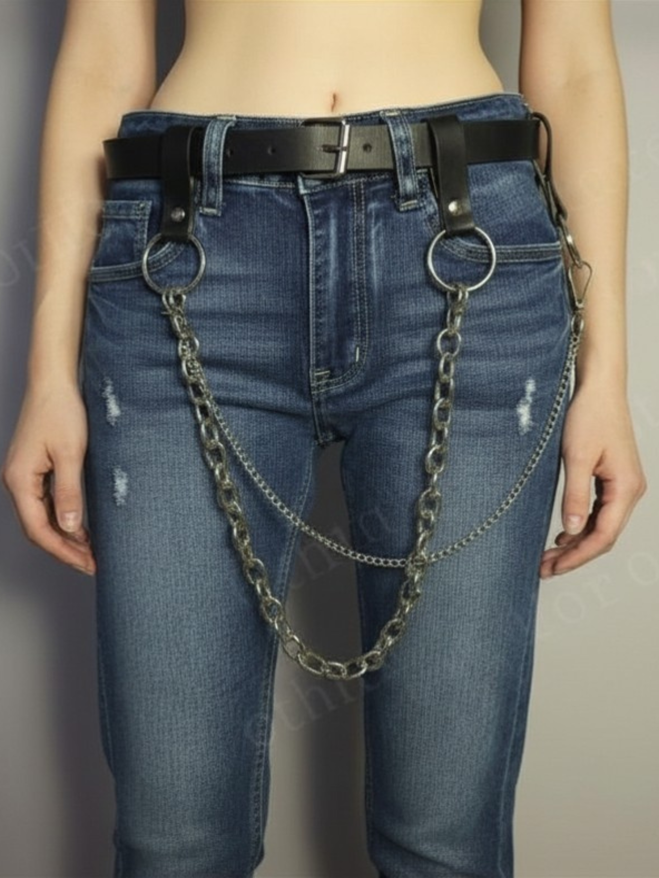Black O-Ring Chain Belt