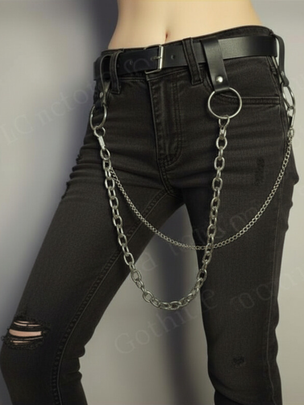 Black O-Ring Chain Belt