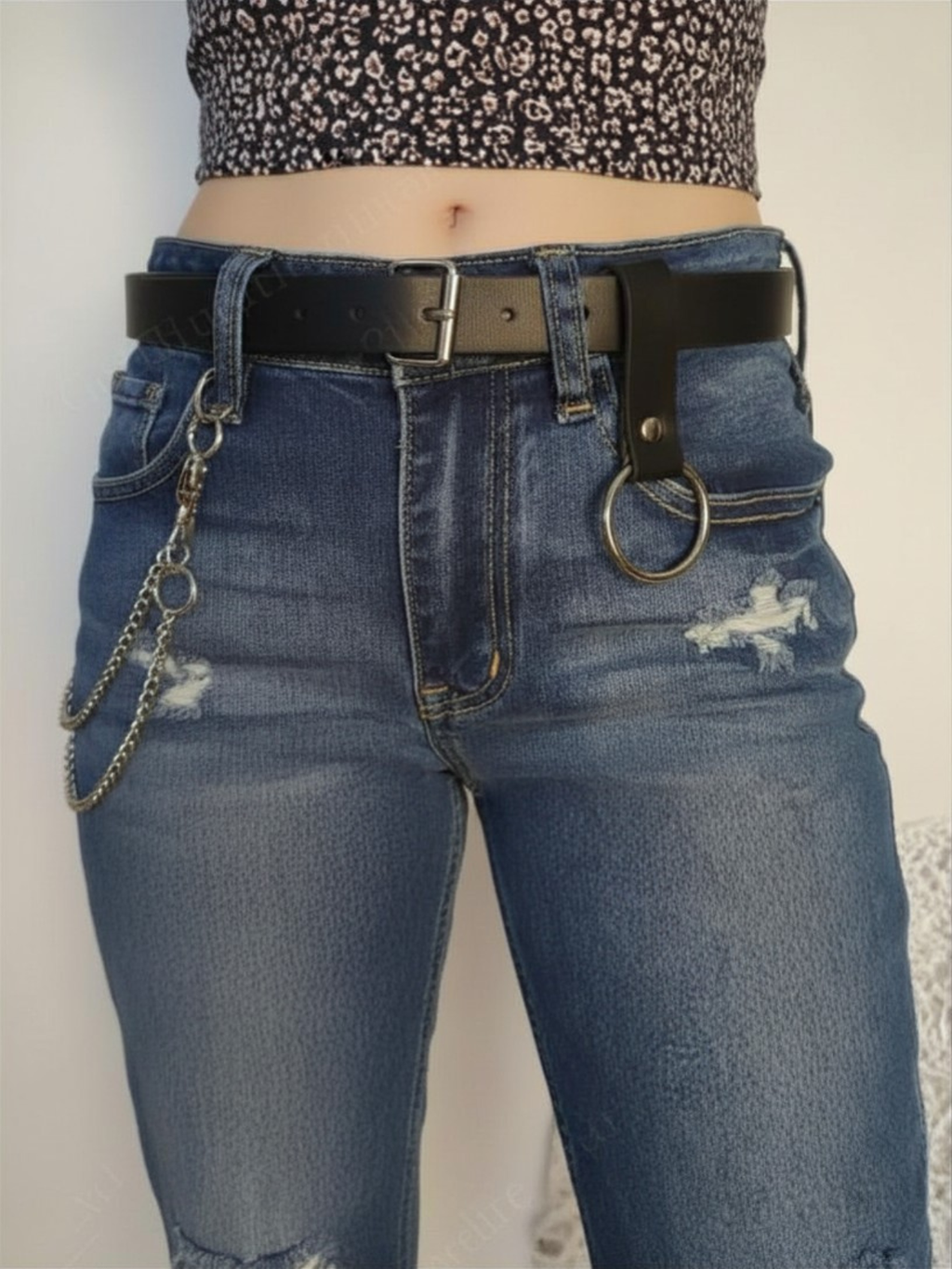 Black O-Ring Chain Belt