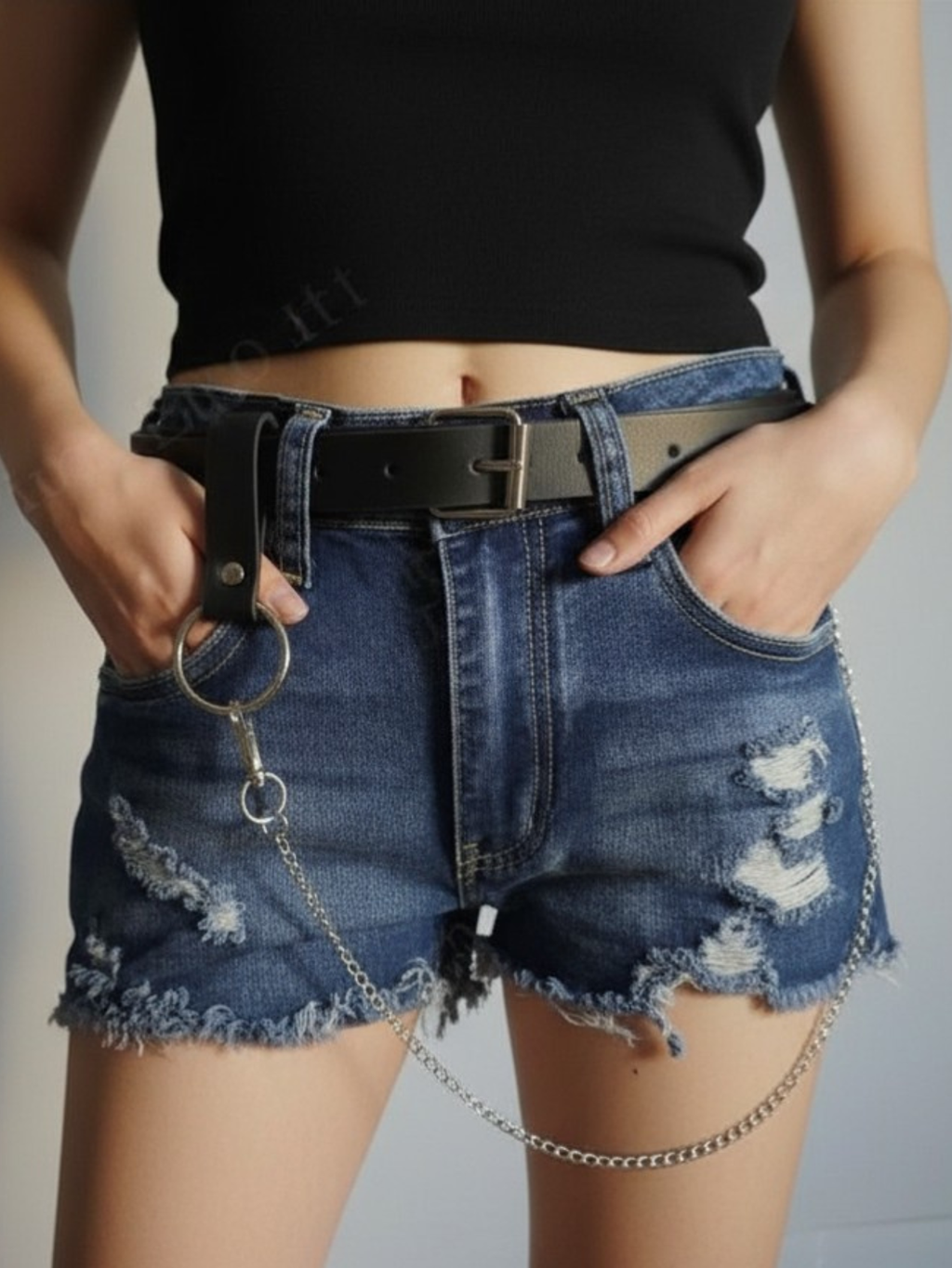 Black O-Ring Chain Belt