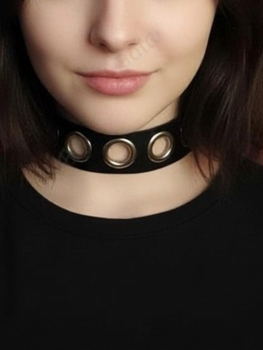Black PU Leather O-Ring Collar