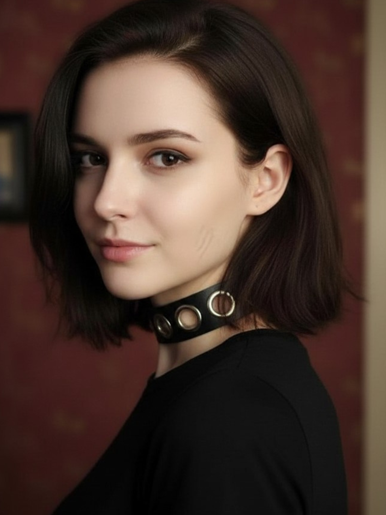 Black PU Leather O-Ring Collar