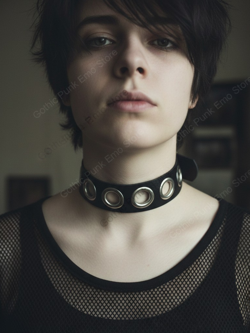 Black PU Leather O-Ring Collar