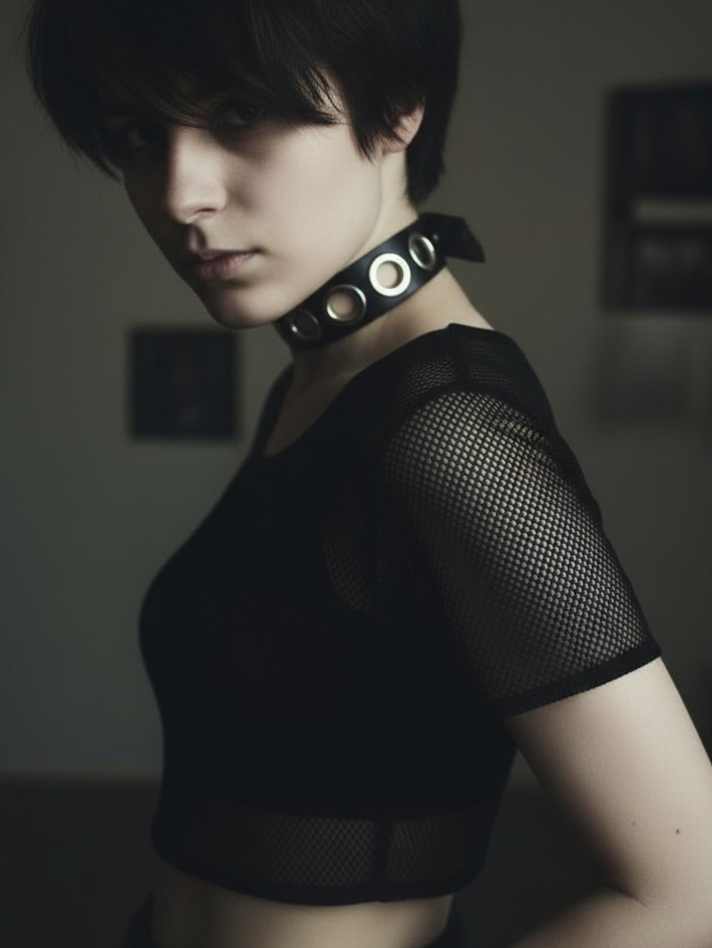 Black PU Leather O-Ring Collar